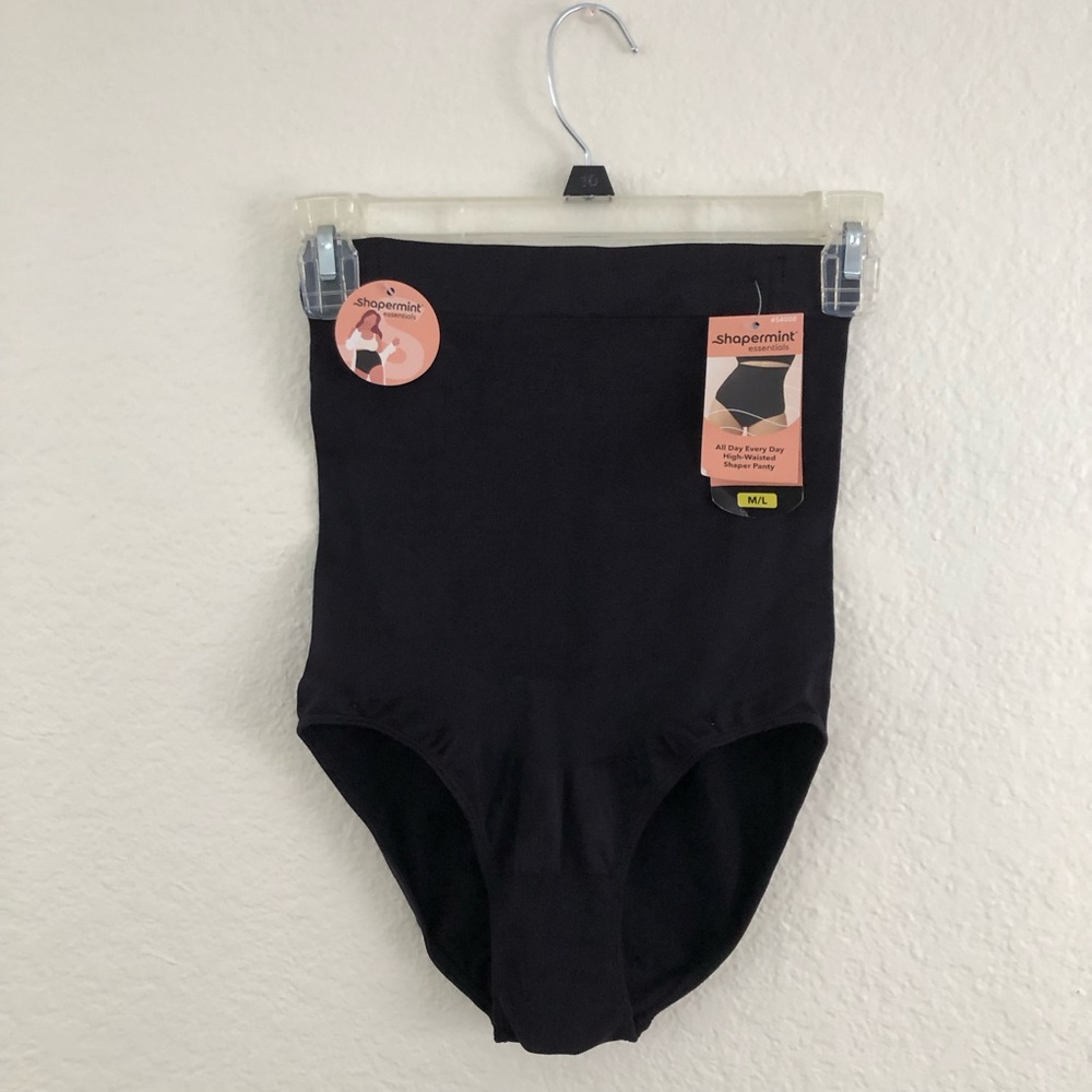 Shapermint Essentials Shaper Panty M/L High Waisted Tummy Control Black #54008